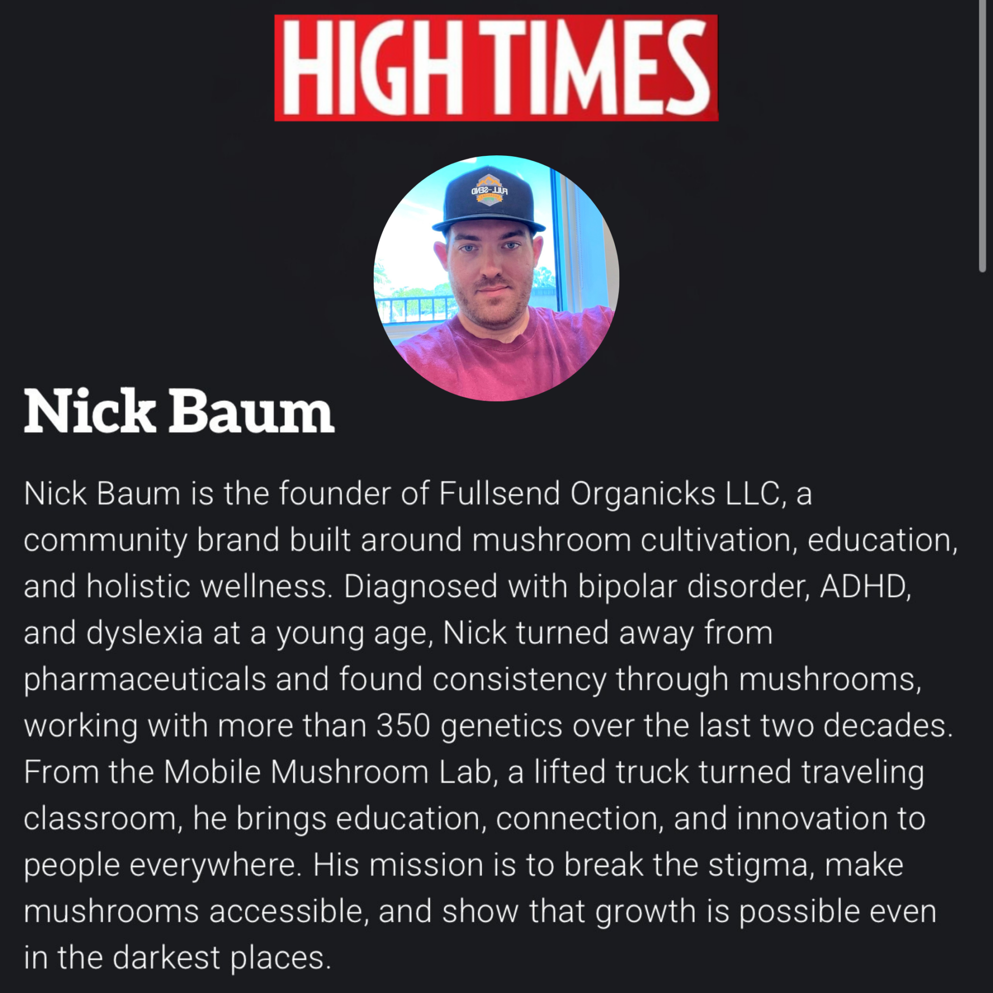 Nick Baum — High Times Author Page
